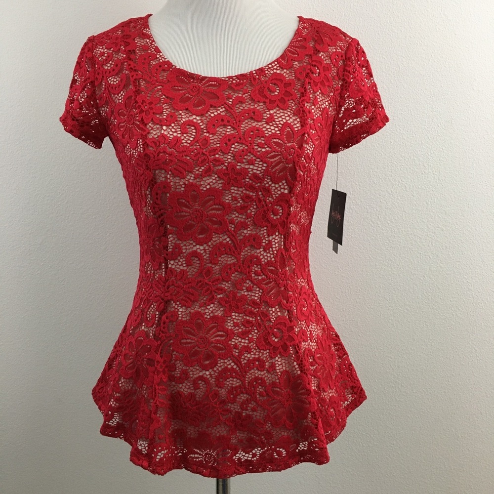 Red Lacey Top